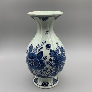 Vintage 1972 Blauw Delft Distel Hand-painted Vase Made in Holland